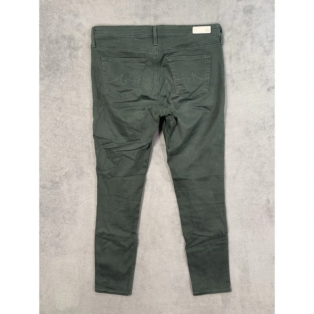 AG Adriano Goldschmied Chino Pants Womens 28R Green Soft Suede Skinny Ankle - Picture 2 of 9